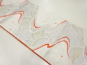 アンティーク　流水に草花模様織出し袋帯（材料）